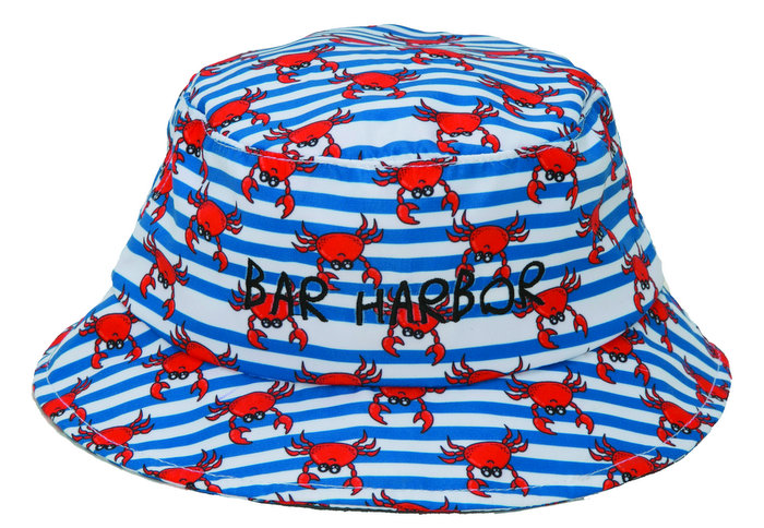 TOT'S POLY BUCKET W/ VELCRO CHIN STRAP & PRINTED STRIPES & CRABS